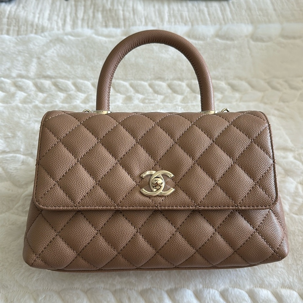 Chanel Coco top handle in dark beige